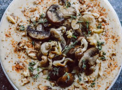 BBQ Polenta with Thyme Roasted Mushrooms