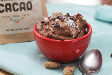 Salted Chocolate Avocado Pudding with Caramelized Cacao