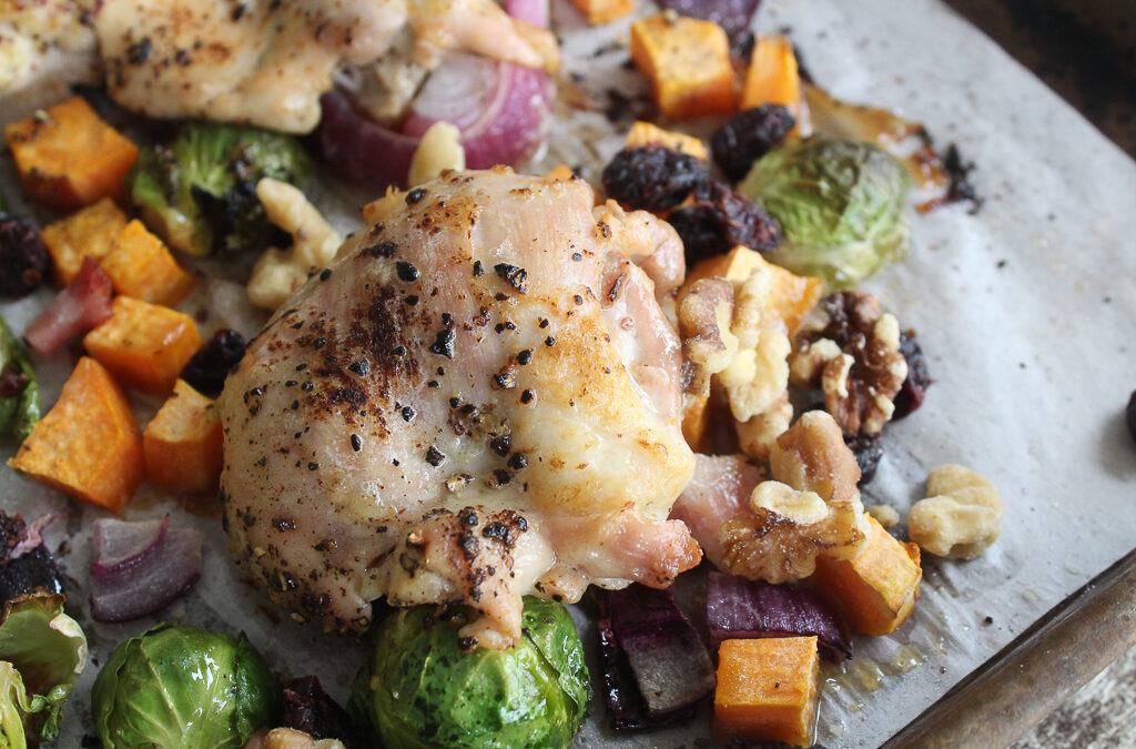 One Pan Chicken Thighs with Winter Vegetables
